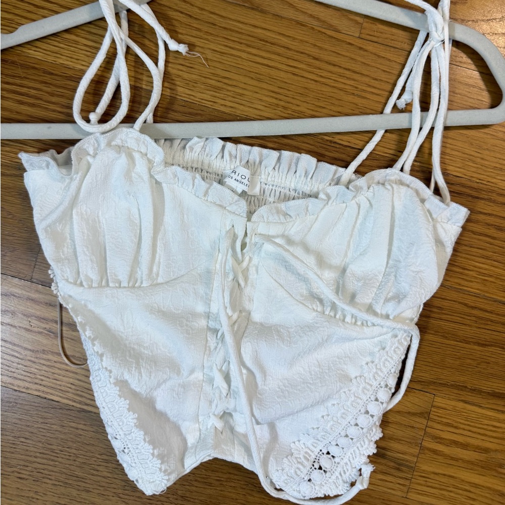 White Lace-Up Top with Tie Straps